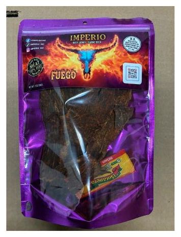 Product label for Imperio Distribution LLC Recalls Beef Jerky Products Produced Without the Benefit of Inspection