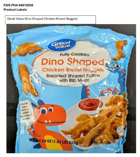 Product label for FSIS Retracts Public Health Alert for Frozen, Ready-to-Eat Chicken Nuggets Due to Updated Laboratory Result