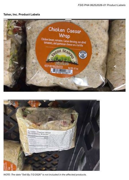 Product label for FSIS Issues Public Health Alert for Ready-To-Eat Chicken Caesar Wrap Products That May Be Contaminated With Listeria