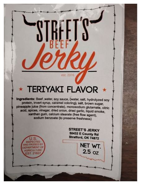 Product label for  FSIS Issues Public Health Alert for A Ready-To-Eat Beef Jerky Product Due to Misbranding and Undeclared Allergen