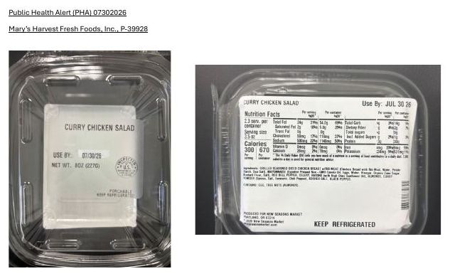 Product label for FSIS Issues Public Health Alert for Chicken Salad Product that May Be Contaminated with Listeria
